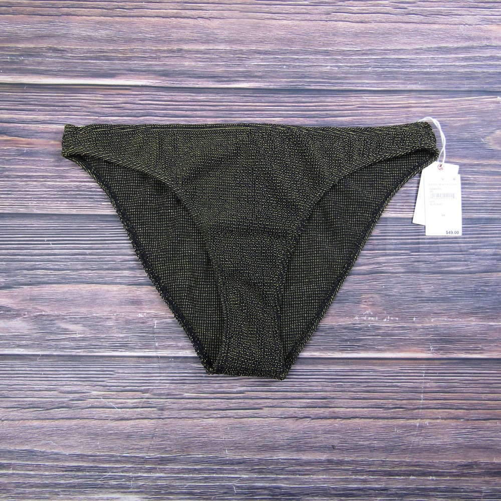 Good American NEW 2XL/3XL Size 5/6 Black Metallic Always Fits Swimsuit Bottom